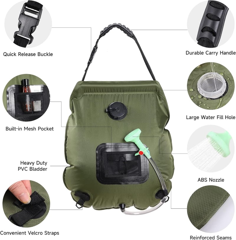 5 Gal Solar Portable Shower Bag for Camping & Travel