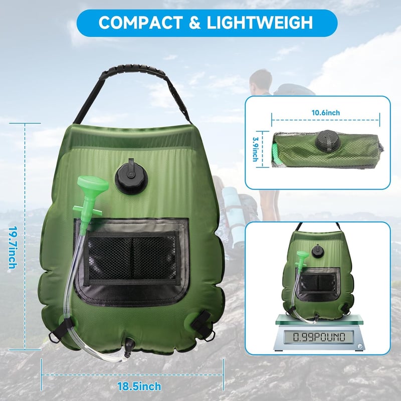 5 Gal Solar Portable Shower Bag for Camping & Outdoor Use