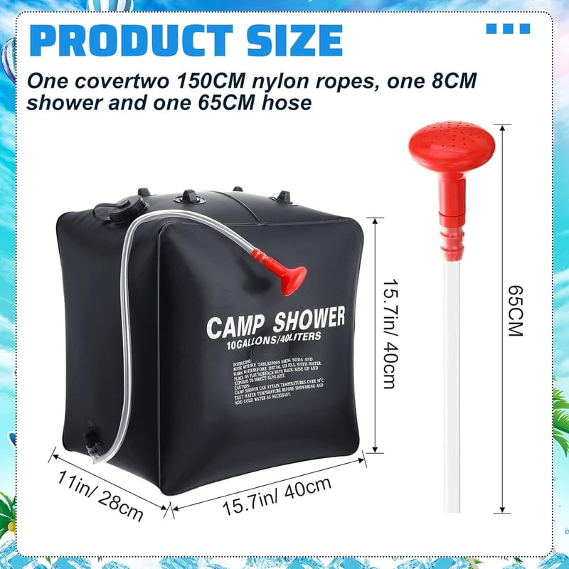 Portable Solar Camping Shower Bag - 10 Gallon (40L) for Outdoor Use