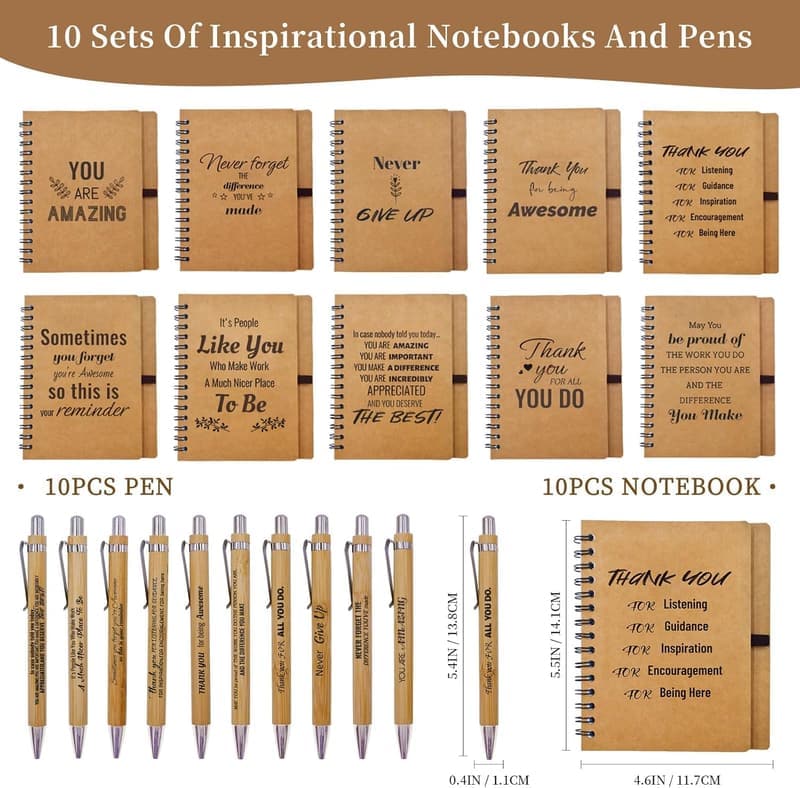 Employee Appreciation Gifts: 10 Sets of Notebooks & Pens