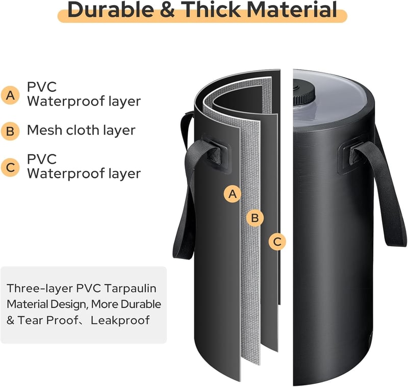 Portable Solar Shower Bag, 5 Gal/3 Gal, Leak-Proof for Camping