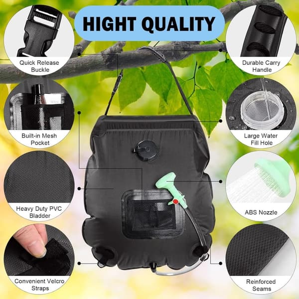 5 Gal Portable Solar Shower Bag for Camping & Beach