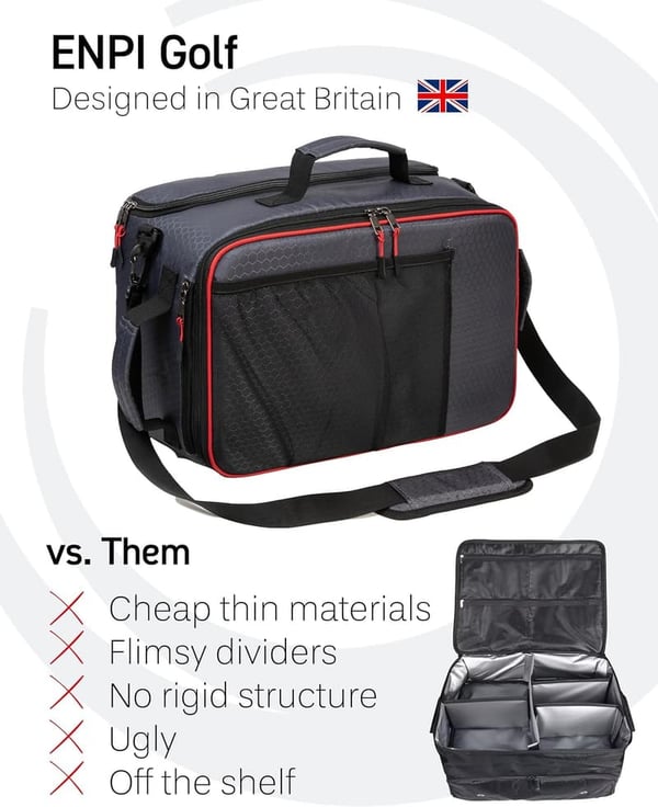 Golf Travel Bag Organizer with Ample Storage & 2 Shoe Compartments