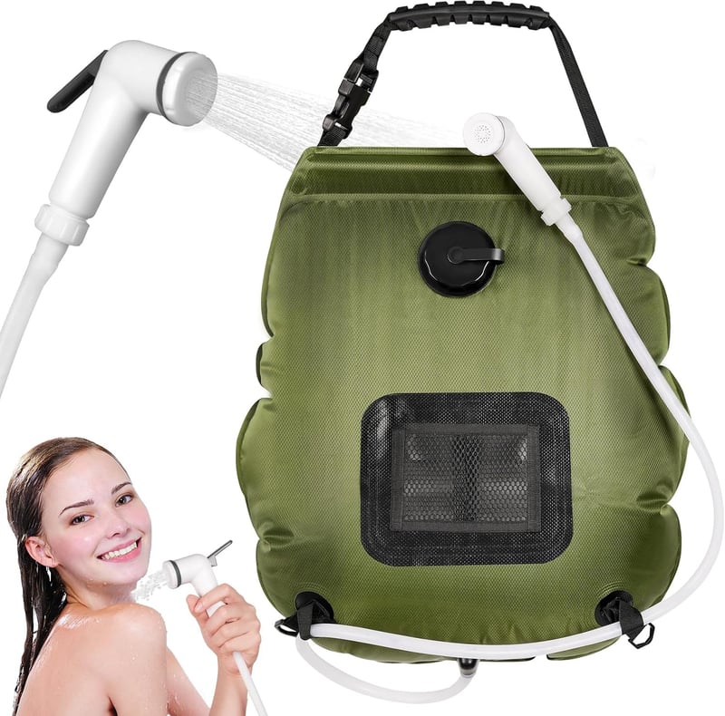 Portable 5 Gallon Solar Camping Shower Bag with Upgraded Hose