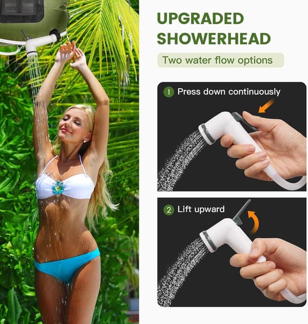 Portable 5 Gallon Solar Camping Shower Bag with Upgraded Hose