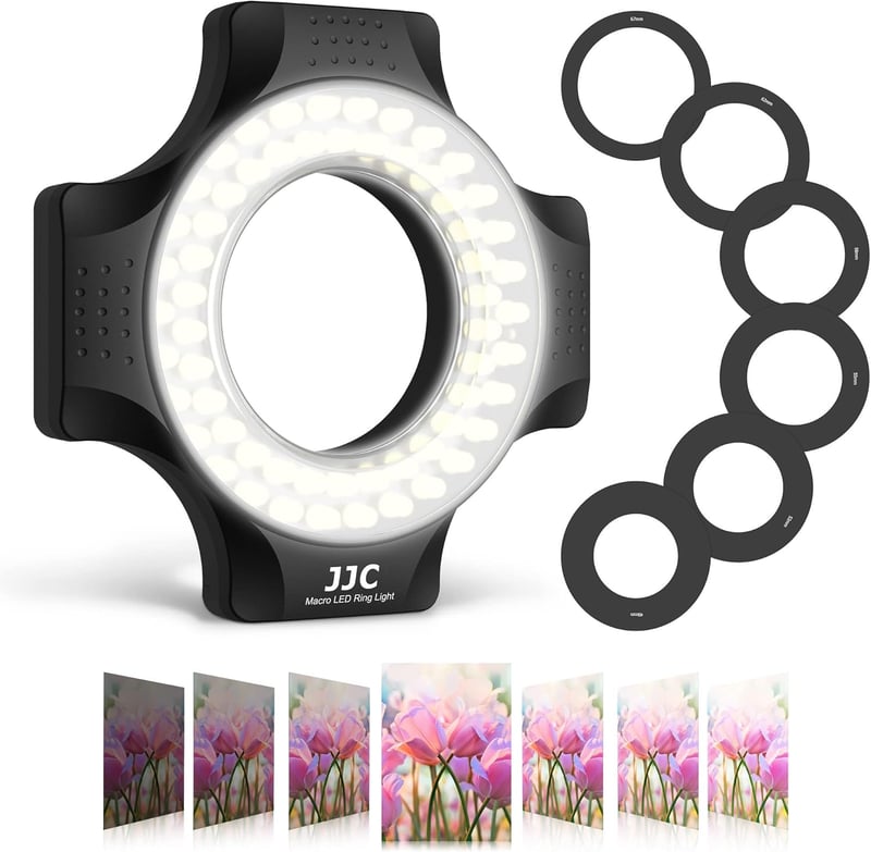 DSLR Macro Ring Light with 49-67mm Adapter Rings