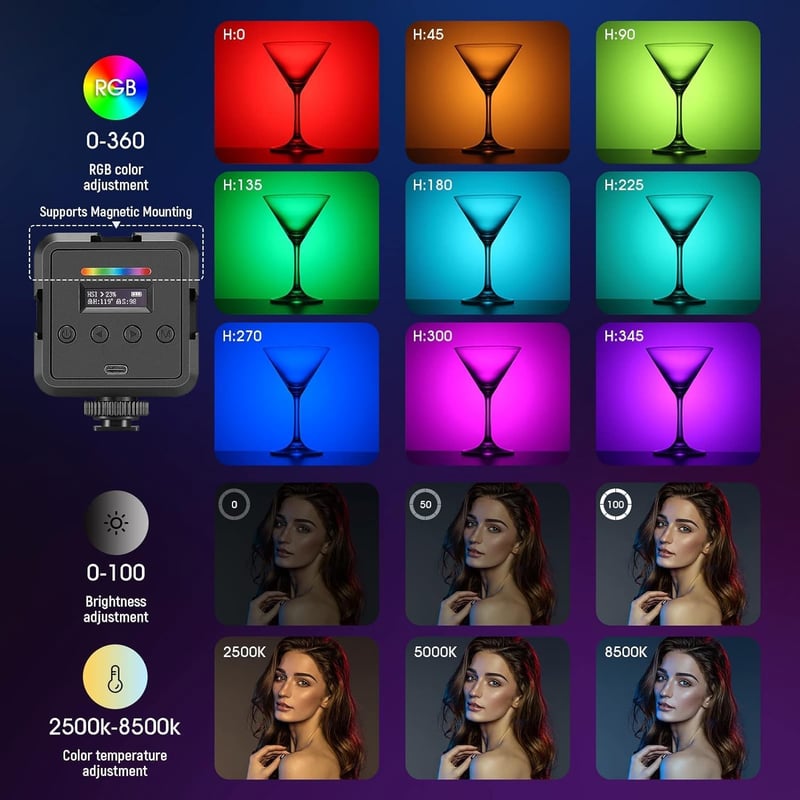 NEEWER RGB Video Light Panel with 360° Color & 20 Scene Modes