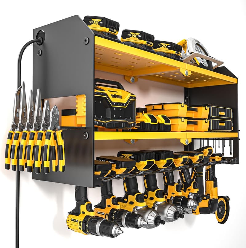 Cordless Drill Organizer with Charging Station - Wall Mount