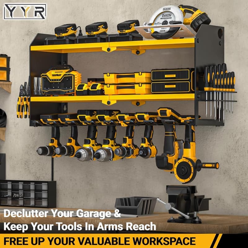 Cordless Drill Organizer with Charging Station - Wall Mount