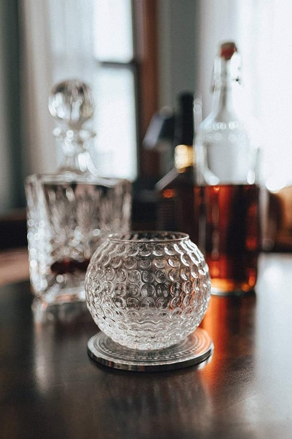 Golf Whiskey Glasses - Set of 2 - Handmade 10 oz Drinking Accessories