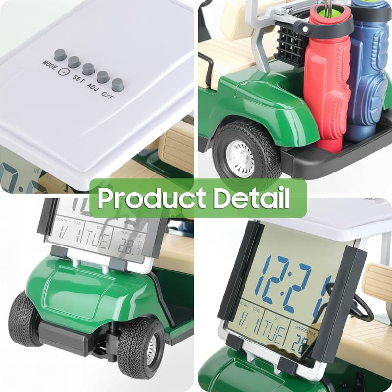 Mini Golf Cart Alarm Clock with LCD Display - Golf Gift for Men