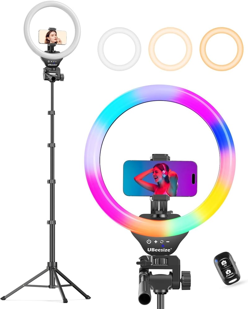 12'' RGB Selfie Ring Light with 62'' Tripod for Live Streaming