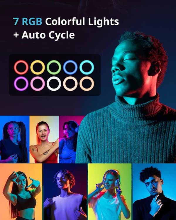 12'' RGB Selfie Ring Light with 62'' Tripod for Live Streaming
