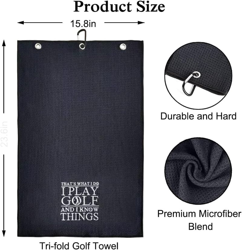 Birthday Golf Towel - Embroidered Black with Clip