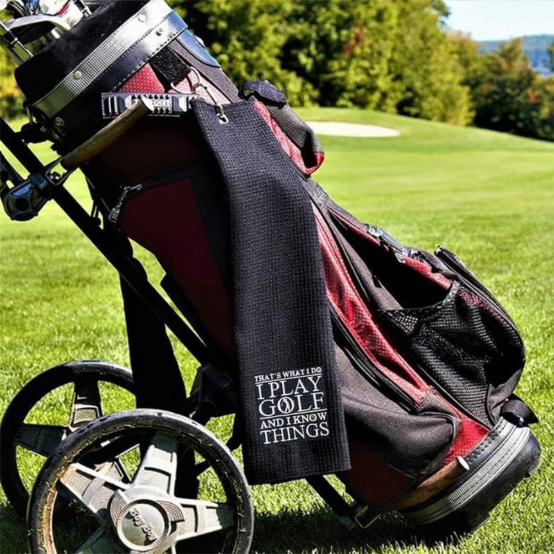 Birthday Golf Towel - Embroidered Black with Clip