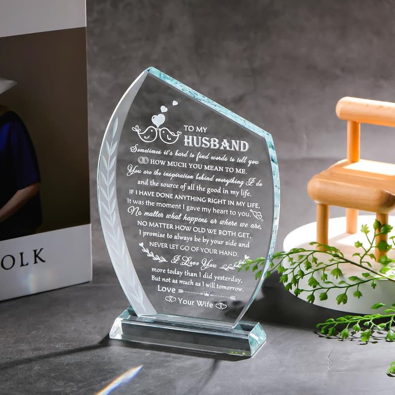 Father's Day Glass Plaque for Husband - Unique Gift