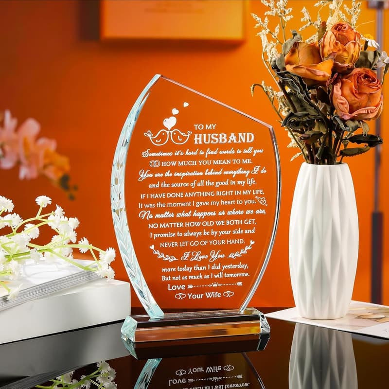 Father's Day Glass Plaque for Husband - Unique Gift