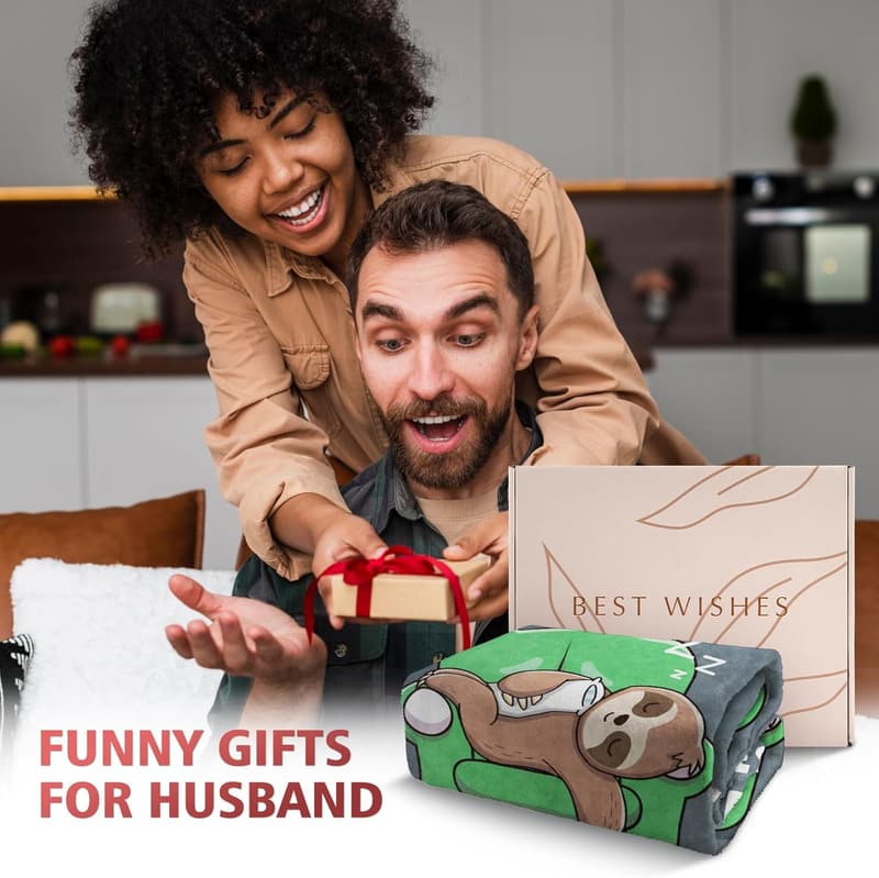 Funny Sloth Blanket for Husband - Perfect Birthday & Father's Day Gift