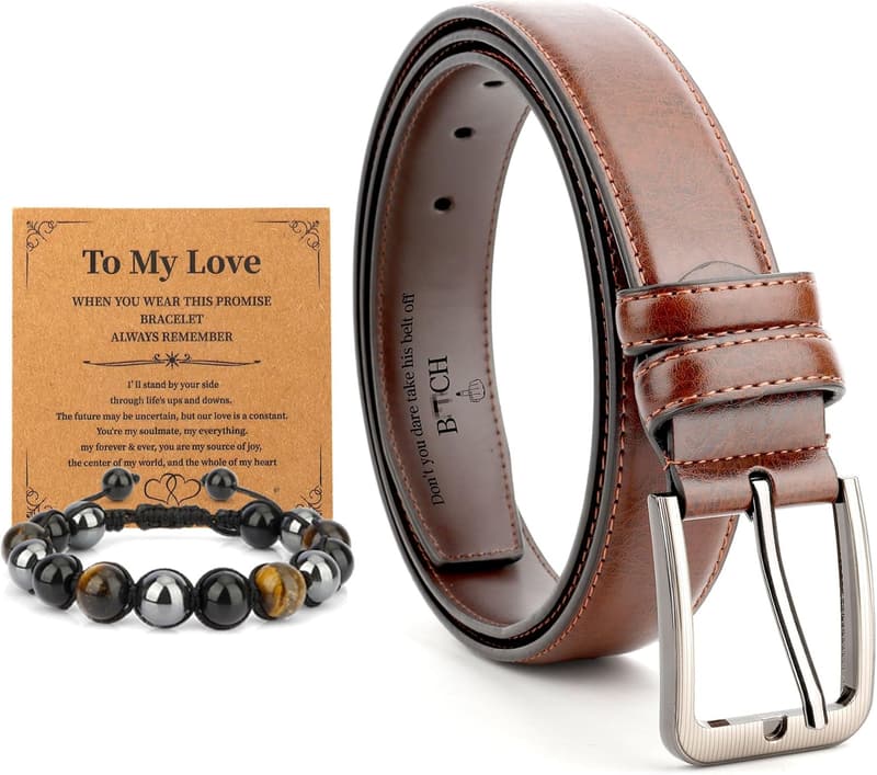 Engraved Leather Belt - Unique Birthday Gift for Him