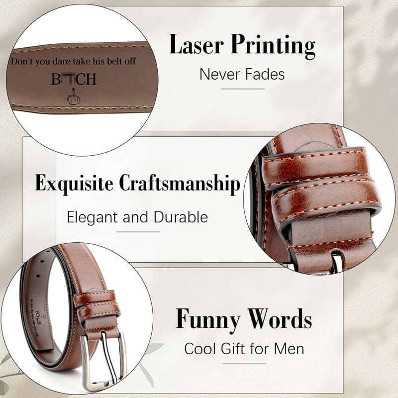 Engraved Leather Belt - Unique Birthday Gift for Him