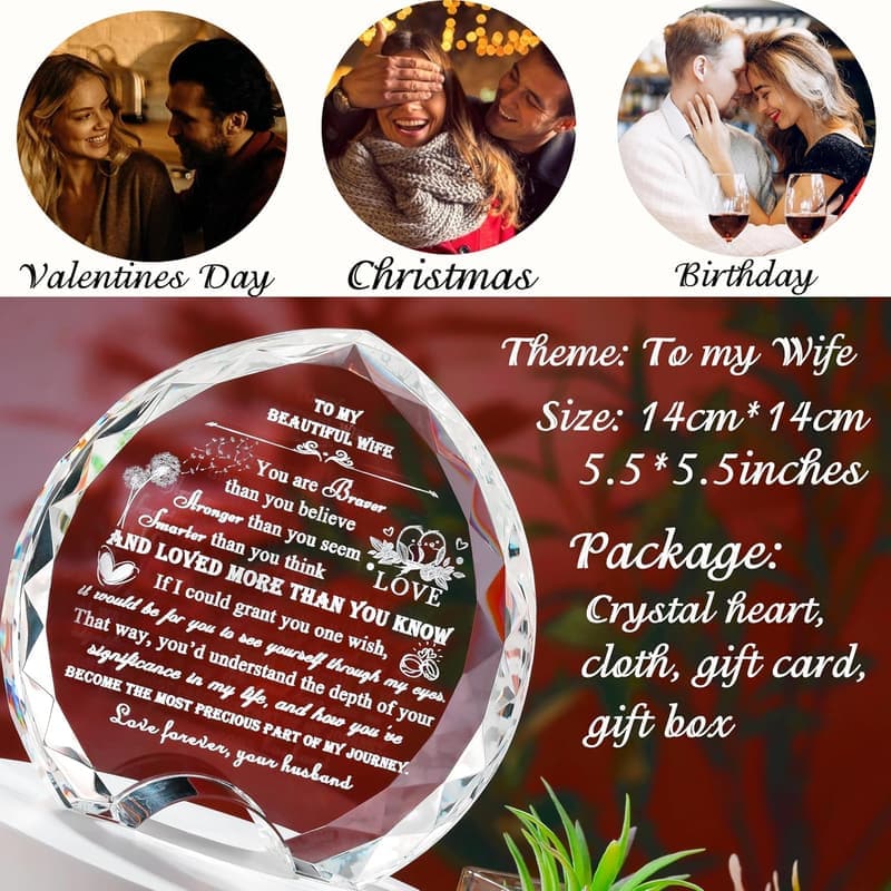 Unique Personalized Crystal Gift for Wife - Birthday/Anniversary