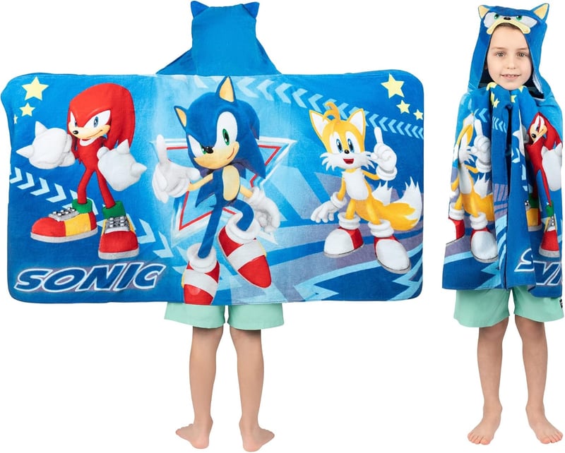 Sonic The Hedgehog Hooded Bath Towel for Kids, 24