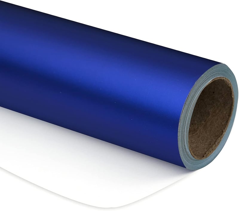Royal Blue Metallic Wrapping Paper Roll - 17” x 32.8’ for Celebrations
