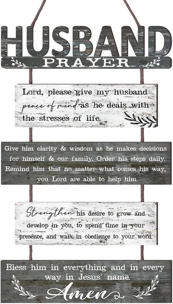 Husband Prayer Rustic Wall Sign - 5-Panel Christian Decor