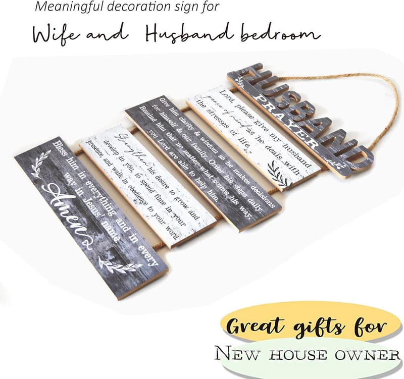 Husband Prayer Rustic Wall Sign - 5-Panel Christian Decor