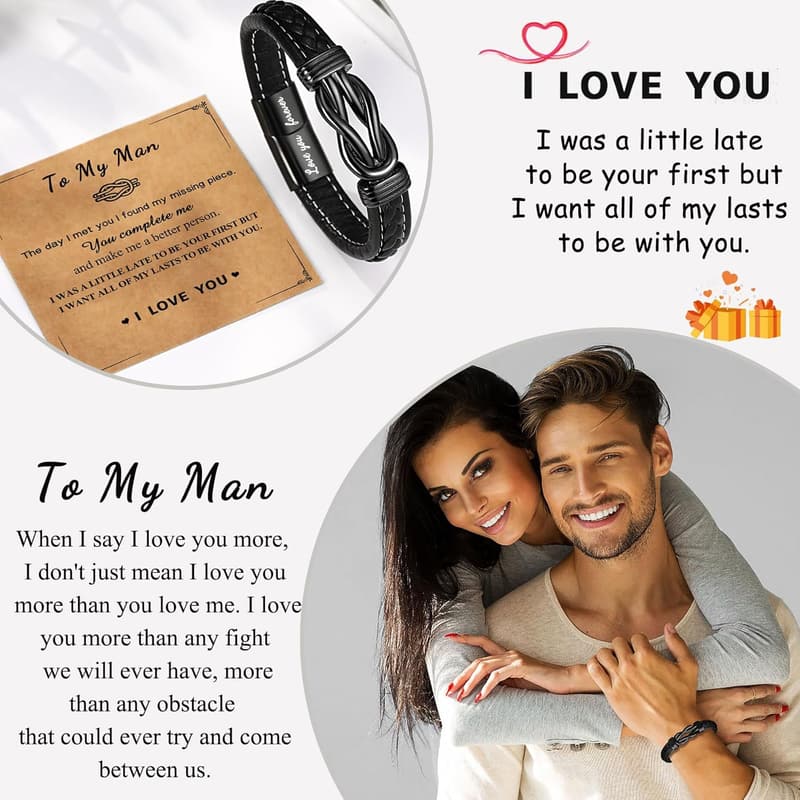 Men's Leather Bracelet - Perfect for Birthday, Graduation & Father's Day