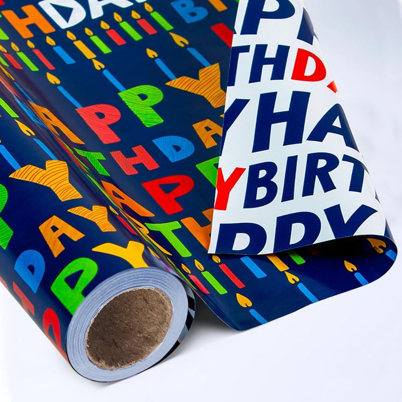 Birthday Gift Wrapping Paper Roll - Navy Blue, 17