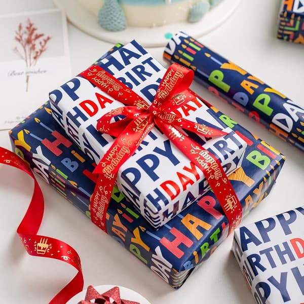 Birthday Gift Wrapping Paper Roll - Navy Blue, 17