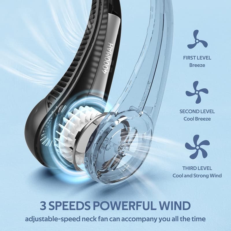 Wearable 360° Bladeless Neck Fan - Rechargeable Birthday Gift