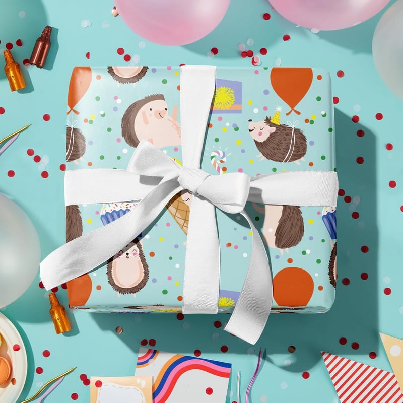Hedgehog Birthday Wrapping Paper Roll, 17