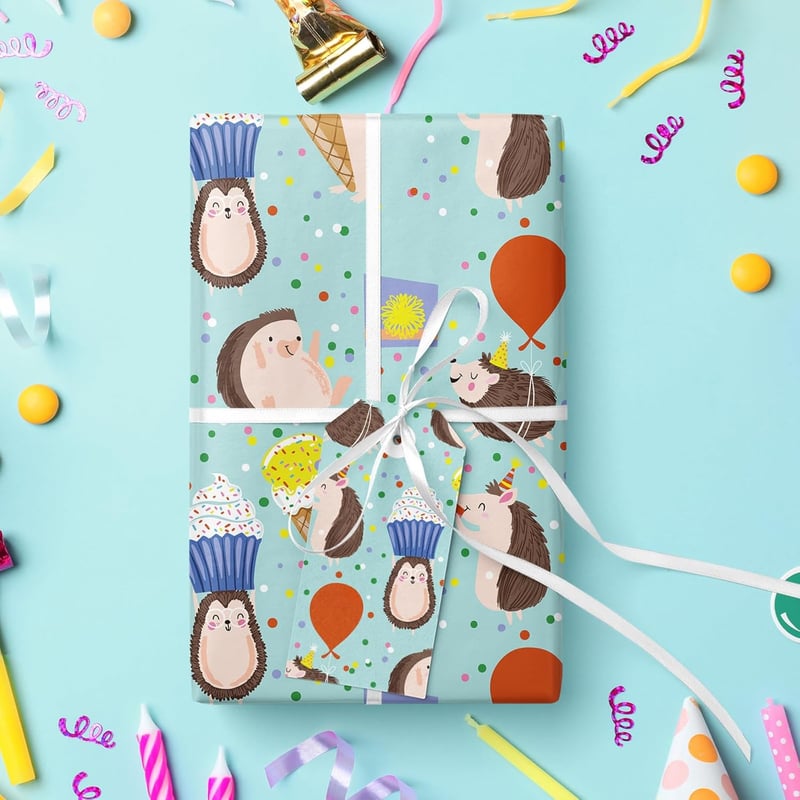 Hedgehog Birthday Wrapping Paper Roll, 17