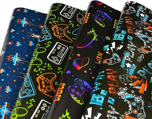 Gaming Birthday Wrapping Paper – 12 Sheets for Kids