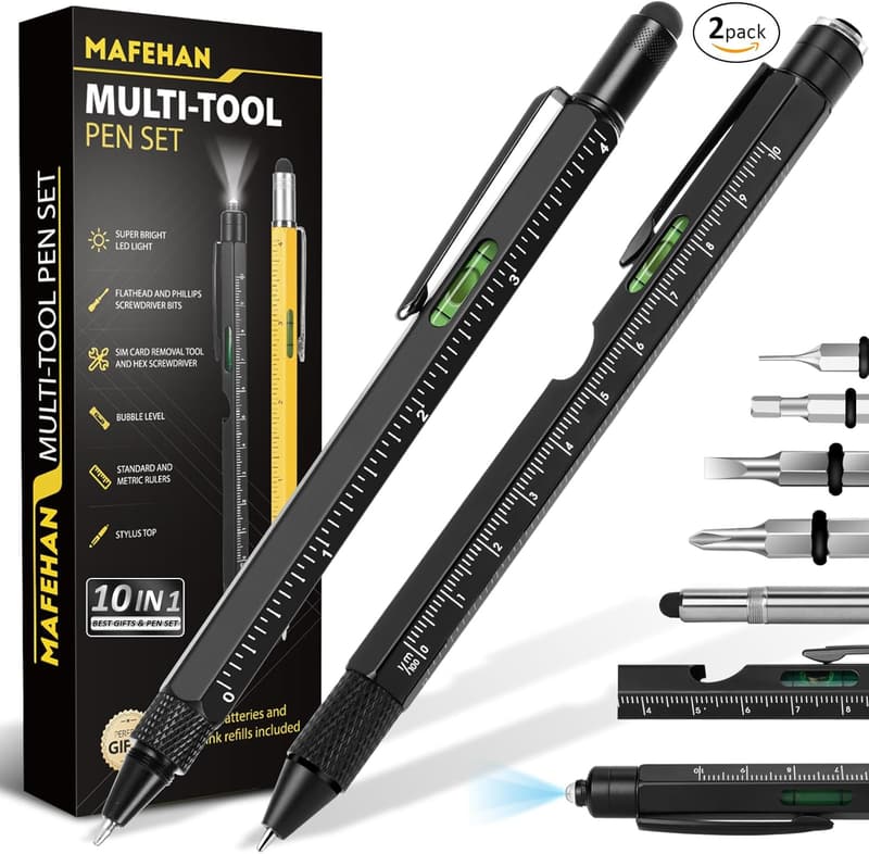All Black 9-in-1 Multitool Pen for Father's Day