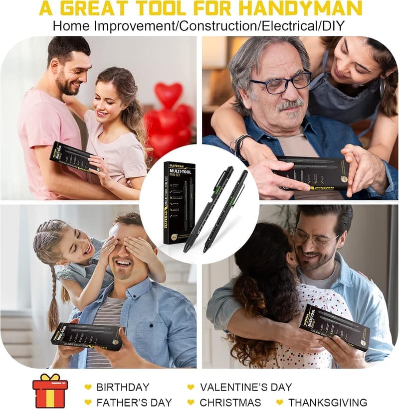 All Black 9-in-1 Multitool Pen for Father's Day