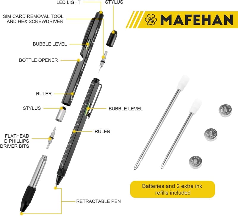 All Black 9-in-1 Multitool Pen for Father's Day