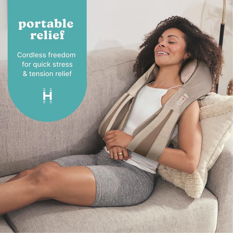 Shiatsu Neck & Shoulder Massager with Heat - Portable Relief