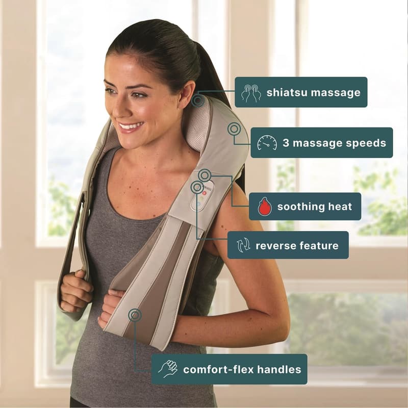 Shiatsu Neck & Shoulder Massager with Heat - Portable Relief