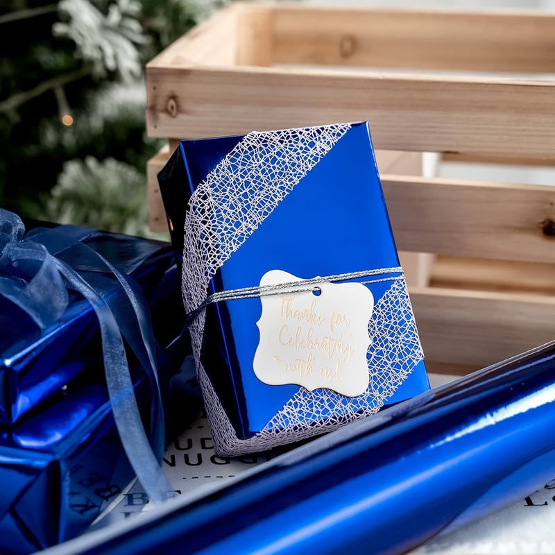 Royal Blue Metallic Wrapping Paper for Weddings & Birthdays