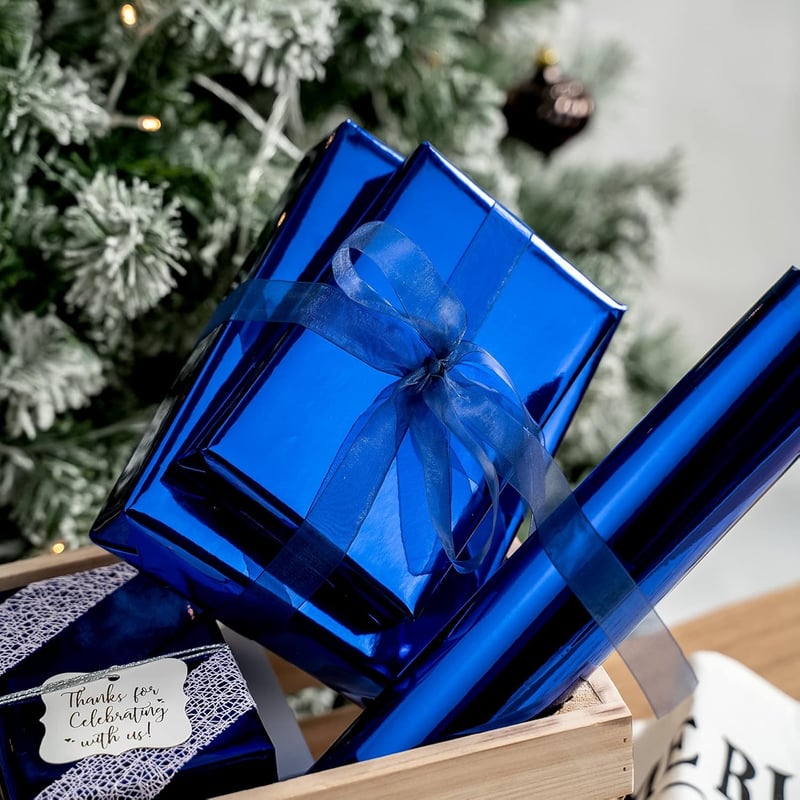 Royal Blue Metallic Wrapping Paper for Weddings & Birthdays