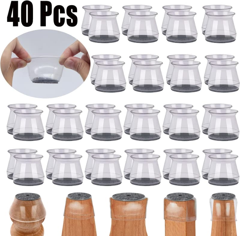Chair Leg Floor Protectors - 40Pcs Universal Silicone Pads