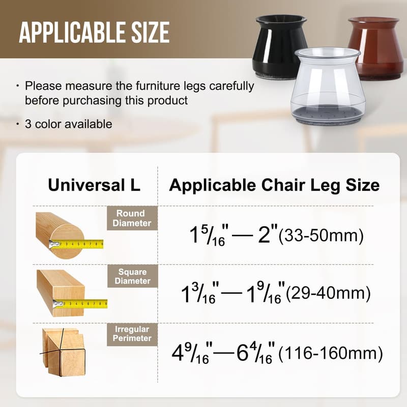 Chair Leg Floor Protectors - 40Pcs Universal Silicone Pads
