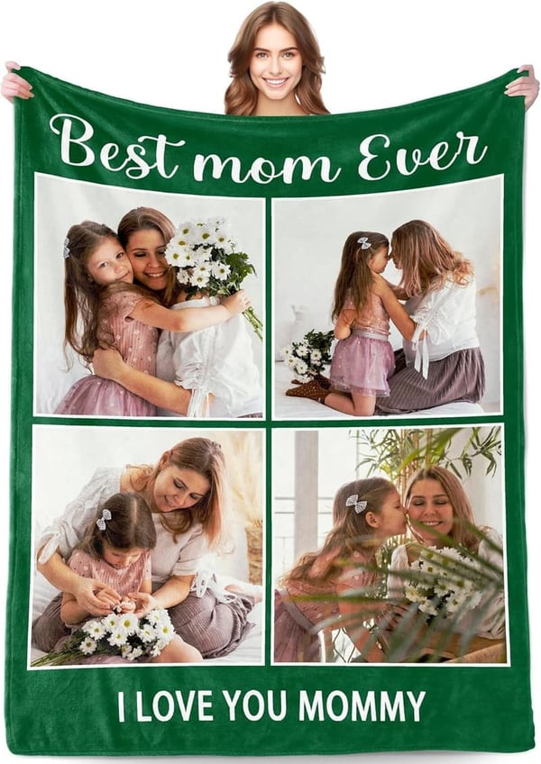 Personalized Mother's Day Photo Blanket for Mom