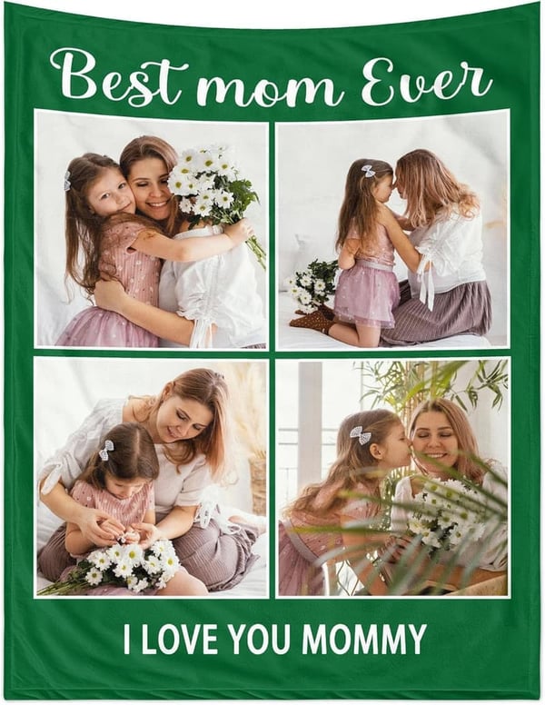 Personalized Mother's Day Photo Blanket for Mom