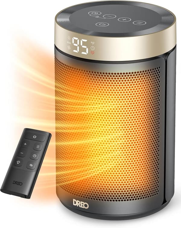 Portable Electric Space Heater with Thermostat and Remote, 1500W
