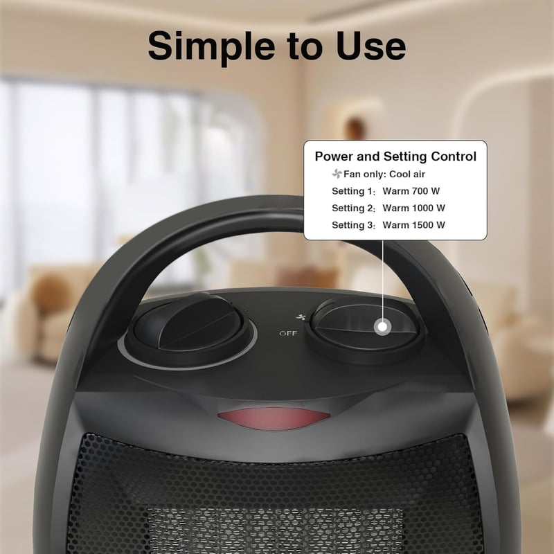1500W Portable Ceramic Space Heater for Indoor Use