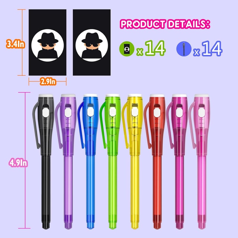 Invisible Ink Pen Spy Game Set for Kids - 14PCS with Notebooks